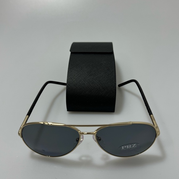 Prada SPR 66X Aviator Sunglasses Gold Grey - Picture 2 of 8
